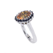 mexican fire opal, fire opal ring, opal ring, sunset fire opal, women's silver ring 