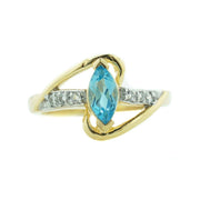 blue topaz, diamond, yellow gold, december birthstone, women's ring, gems and jewels for less, jewelsforless, mothers day, traditional rings, unique designs, fine jewelry, diamond ring