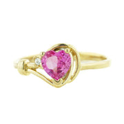 pink sapphire, sapphire heart, yellow gold, women's ring, knot ring, celtic jewelry, fine jewelry, alternative engagement ring, mothers day, fine jewelry, gems and jewels for less, jewelsforless, best price