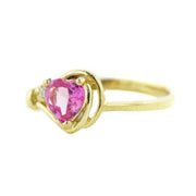 pink sapphire, sapphire heart, yellow gold, women's ring, knot ring, celtic jewelry, fine jewelry, alternative engagement ring, mothers day, fine jewelry, gems and jewels for less, jewelsforless, best price