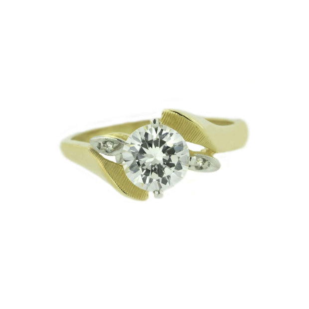 14K White Gold Petite Beaded Edge Round Complete Diamond Ring Engagement:  40275144278085