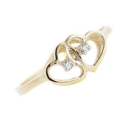 mothers day, diamond, yellow gold, woman, love, gems and jewels for less, double heart ring, gjfl