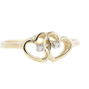 mothers day, diamond, yellow gold, woman, love, gems and jewels for less, double heart ring, gjfl