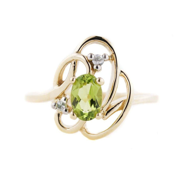 peridot, peridot ring, white sapphire, gold ring, natural ring, august birthstone, gems and jewels for less, jewelsforless, mothers day, fine jewelry, gemstone jewelry, best price, jewelry that sparkles