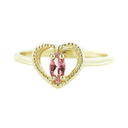Quinceanera, natural gemstones, natural pink tourmaline, heart ring, gold ring, 14k gold, mothers day, gems and jewels for less, jewelsforless, fine jewelry, best price, october birthstone