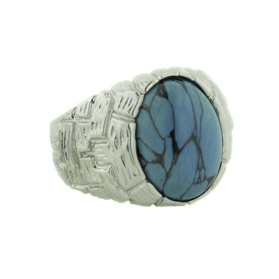 december birthstone, mexican silver ring, men's ring, turquoise ring, men's turquoise ring, matrix, hemetite, father's day, gents ring, heavy stone ring, gems and jewels for less, jewelsforless, silver ring, men's silver ring, blue stone, mens fashion rings