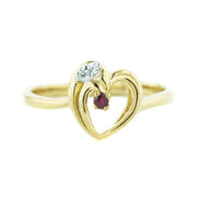 july birthstone, ruby, ruby ring, july birthstone, 14k gold, heart ring, white sapphire, yellow gold, quinceanera, september birthstone, sapphire, mothers day, fine jewelry, gems and jewels for less, jewelsforless