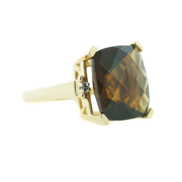 smoky quartz, smoky topaz, women's ring, woman ring, heavy stone ring, solid gold, fine jewelry, large ring, zales, kay, brown stone, quartz, best price, wholesale jewelry, wholesale ring, sale, jewelry on sale, gems and jewels for less