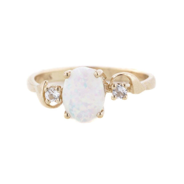 Women's Opal Ring - 14K Yellow Gold - Exclusive Design Opal Gemstone ...
