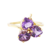 Women's ring, heart ring, amethyst ring, february birthstone, yellow gold, mothers day, trilogy ring, gems and jewels for less, jewelsforless, best price, fine jewelry, gemstone ring