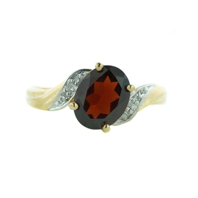 garnet, january birthstone, gemstone jewelry, 14k yellow gold, garnet ring, women's ring, diamond ring, mothers day, gems and jewels for less, jewelsforless, ring, gemstone ring, garnet and diamond ring