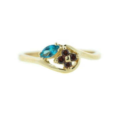 women's ring, woman ring, blue topaz ring, garnet ring, gold ring, 14k gold, fine jewelry, flower ring, zales, kay, best price, wholesale jewelry, cheap ring, fine jewelry, gemstone jewelry, gift for mom, mothers day, gems and jewels for less, jewelsforless