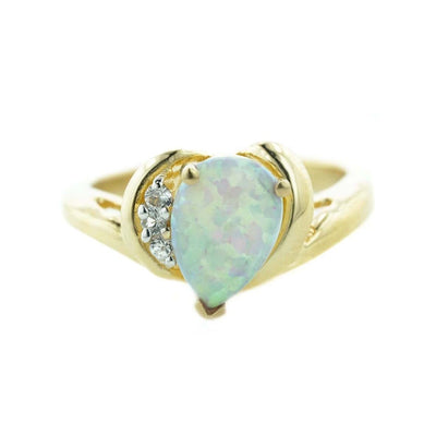 opal rings, opal ring, pear shape opal ring, opal and diamond ring, opal engagement ring, 14k yellow gold opal ring, october birthstone, opal october birthstone, opals, gold ring with opal, gems and jewels for less, gjfl