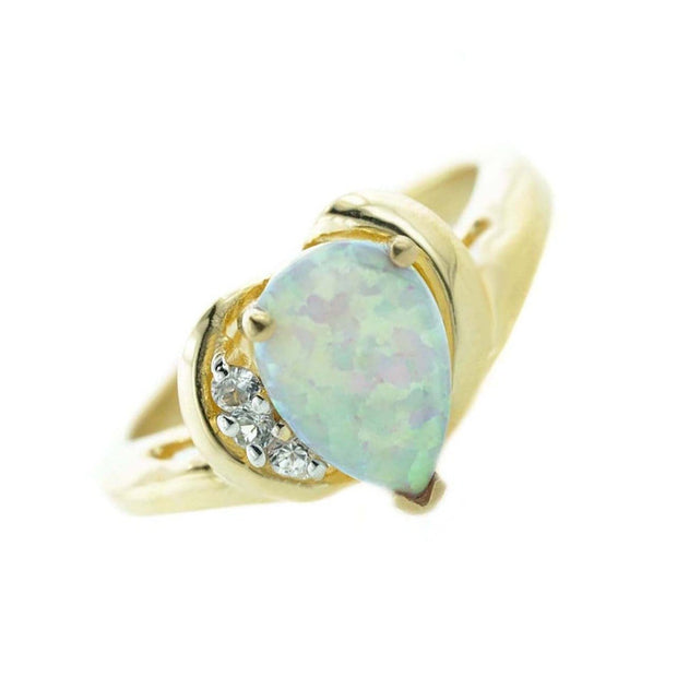 opal rings, opal ring, pear shape opal ring, opal and diamond ring, opal engagement ring, 14k yellow gold opal ring, october birthstone, opal october birthstone, opals, gold ring with opal, gems and jewels for less, gjfl