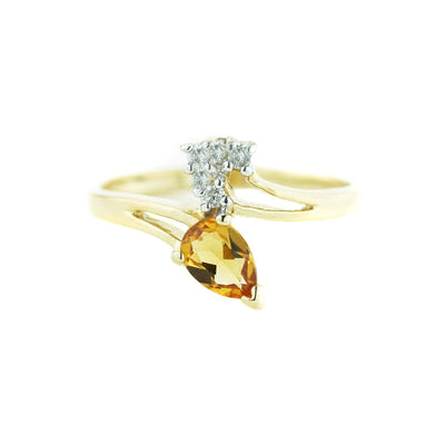 women's ring, citrine ring, yellow gold ring, november birthstone, white sapphires, best price, mothers day, gift for mom, fine jewelry, gems and jewels for less, jewelsforless, solid gold