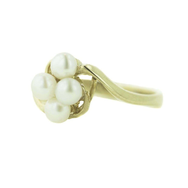 june birthstone, pearl ring, pearl cluster ring, cluster ring, 14k gold pearl ring, cocktail ring, clasic ring, yellow gold, mothers day, pearl and gold ring, gems and jewls for less, jewelsforless, gjfl, ring, women's ring