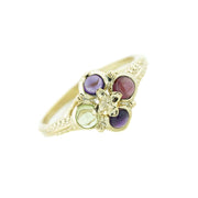 gold ring, women's ring, amethyst, peridot, garnet, yellow gold, midevil, game of thrones, designer ring, mothers day, woman ring, gems and jewels for less, jewelsforless, gift for mom, cabochon, multi gemstone, jewels, fine jewelr