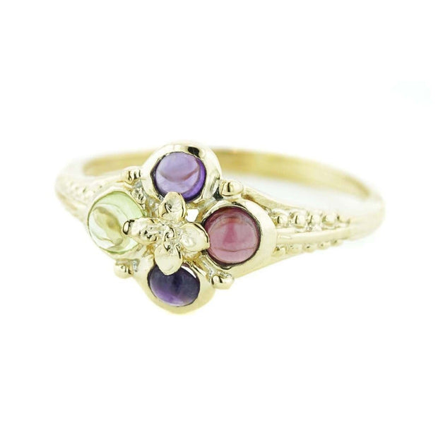 women's ring, amethyst, peridot, garnet, yellow gold, midevil, game of thrones, designer ring, mothers day, woman ring, gems and jewels for less, jewelsforless, gift for mom, cabochon, multi gemstone, best price, fine jewelry
