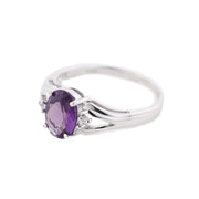 amethyst white gold ring, gems and jewels, February birthstone, amethyst womens ring, purple gemstone, 14k ring