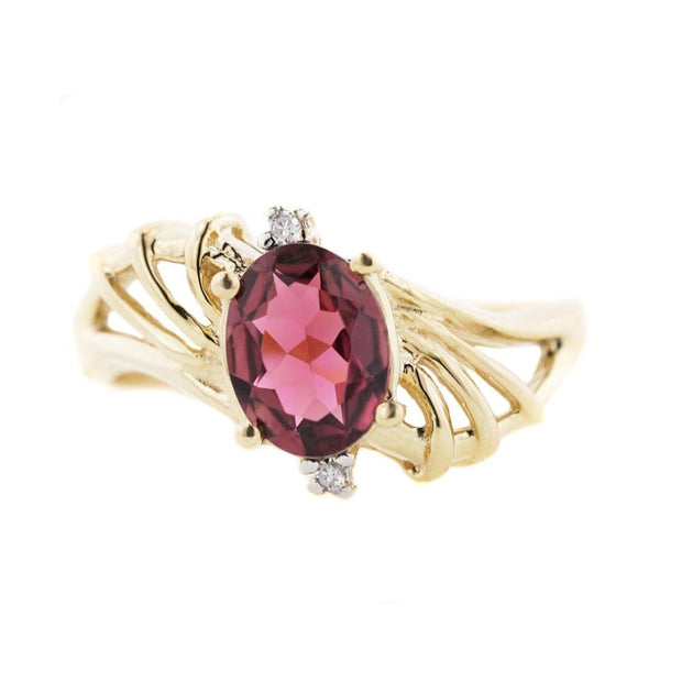 pink tourmaline, diamond, pink tourmaline ring, 14k yellow gold, diamond ring, mothers day, fine jewelry, gems and jewels for less, jewelsforless, solid gold, natural gemstone, best price