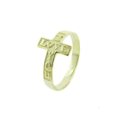 cross ring, i love you cross ring, 14k yellow gold ring, 14k cross ring, cross ring wrap, embellished I love you, women's ring, gjfl, gems and jewels for love 