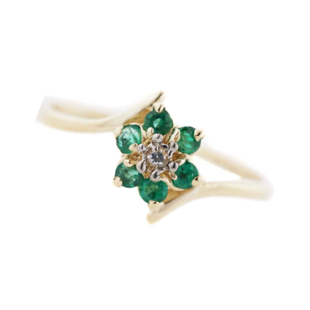 gems and jewels, flower ring, emerald ring, emerald and diamond ring, green ring, green stone ring