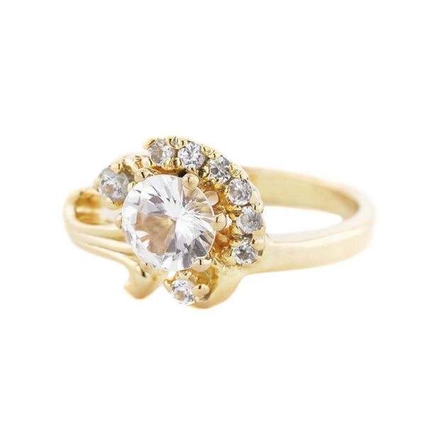 diamond ring, white sapphire, sapphire, women's sapphire ring, women's rings, yellow gold, solid gold, best price, alternative engagement ring, mothers day, designer ring