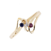 Ruby Diamond Sapphire Ring - 14K Gold